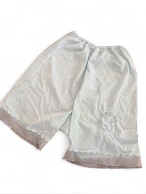 Women's Embroidered Half Slip Shorts - Light Blue/Cream